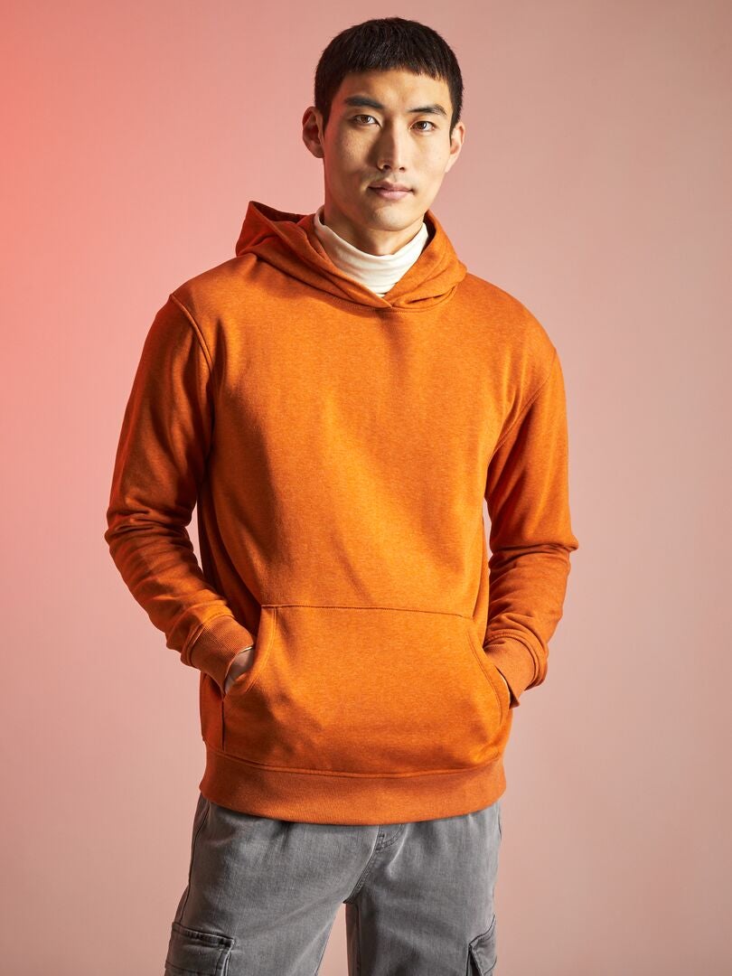 Sweat en molleton avec capuche marron - Kiabi