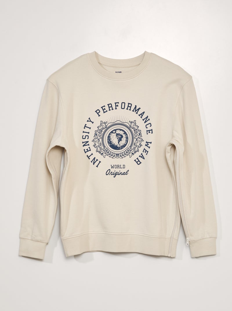 Sweat en molleton avec imprimé - collection facile à enfiler Beige - Kiabi