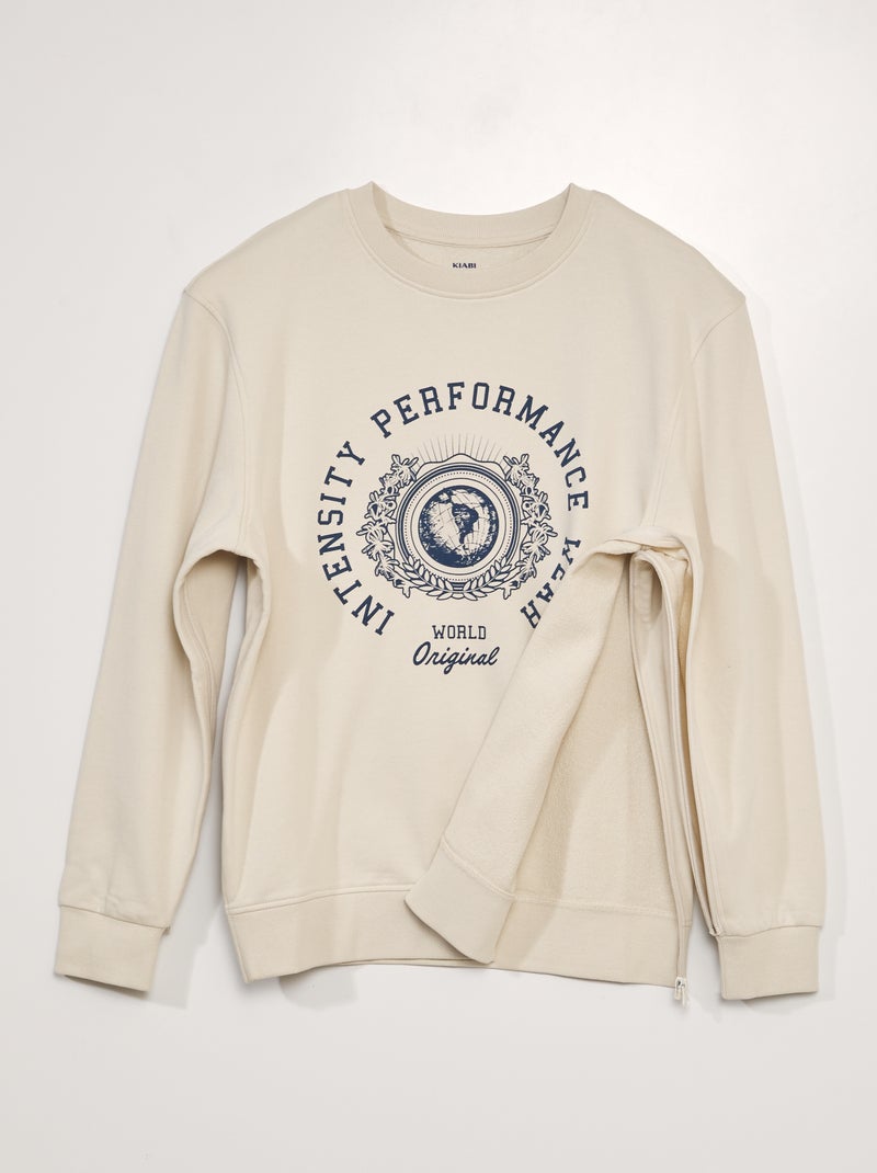 Sweat en molleton avec imprimé - collection facile à enfiler Beige - Kiabi