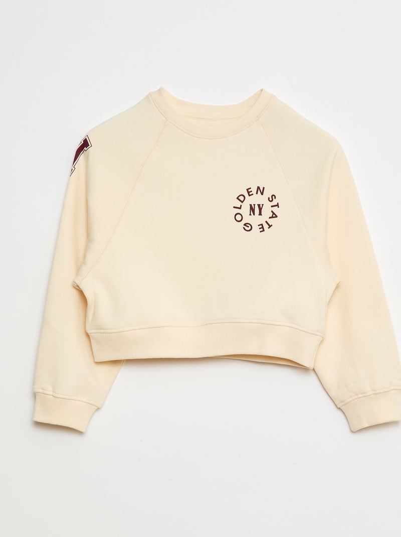 Sweat en molleton avec imprimé Beige - Kiabi