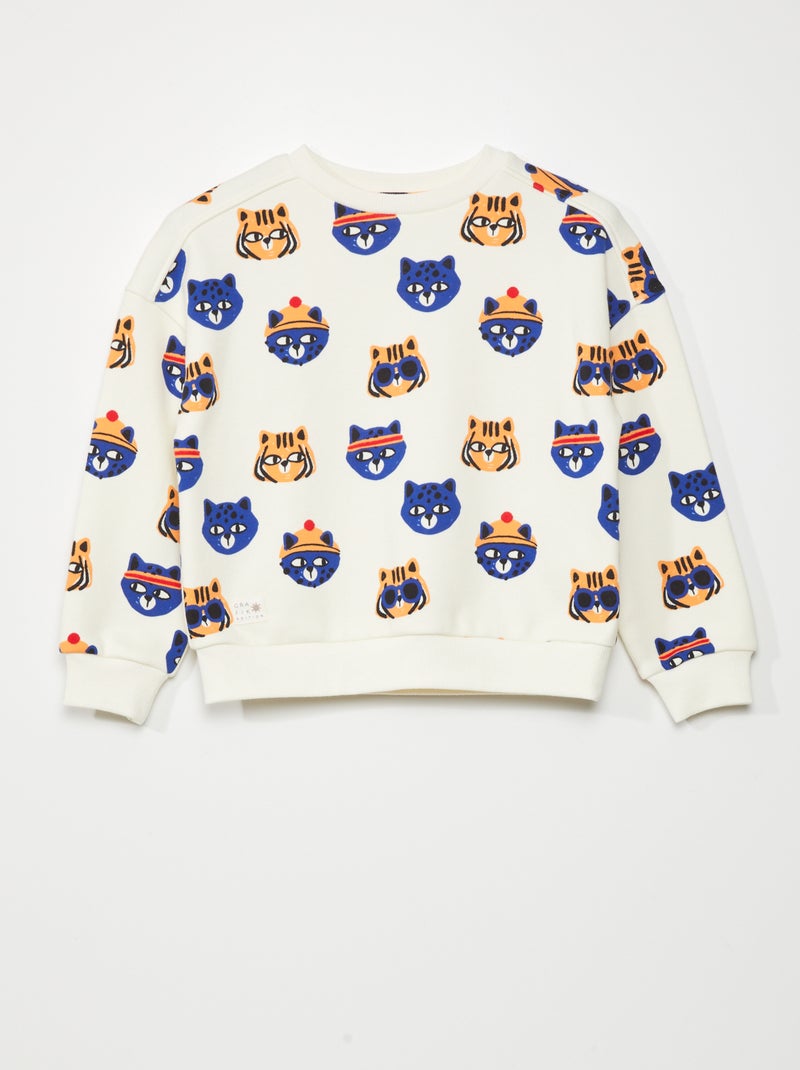 Sweat en molleton avec imprimé Blanc - Kiabi