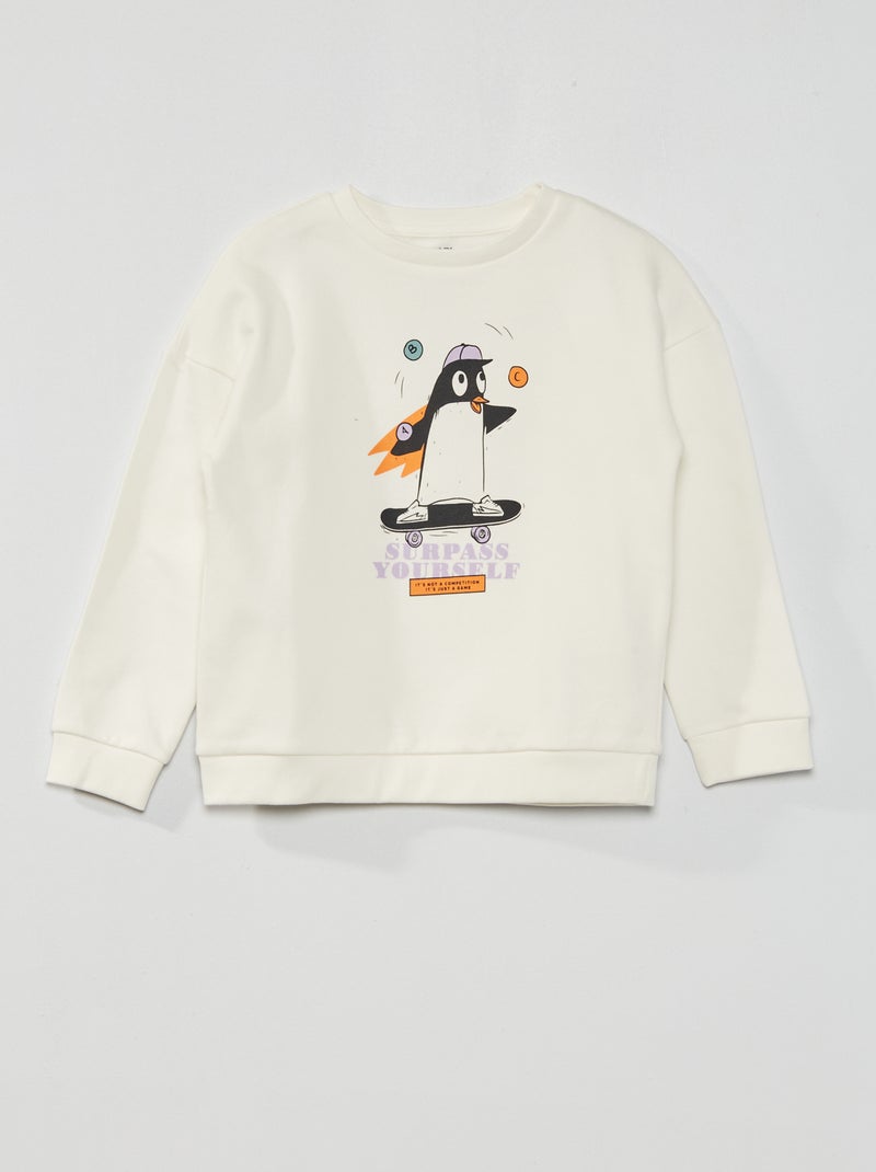 Sweat en molleton avec imprimé Blanc - Kiabi