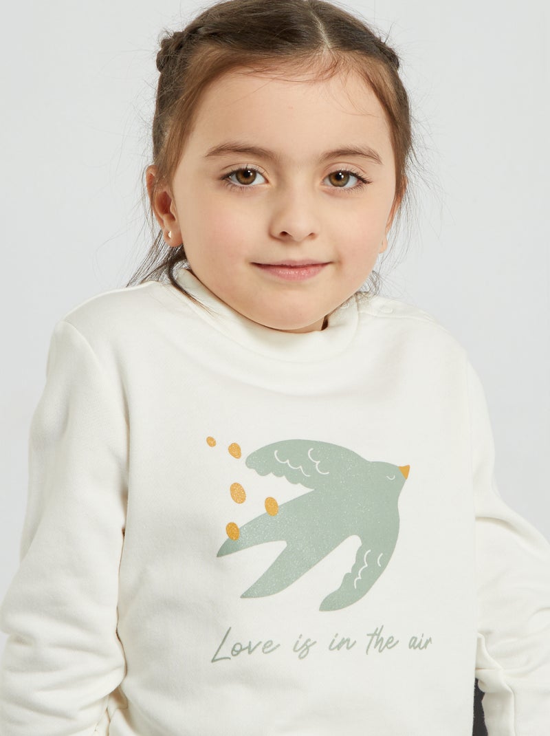 Sweat en molleton avec imprimé Blanc - Kiabi