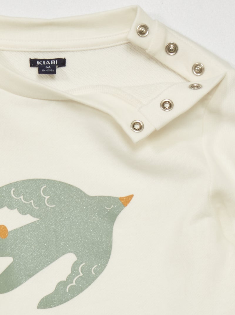 Sweat en molleton avec imprimé Blanc - Kiabi