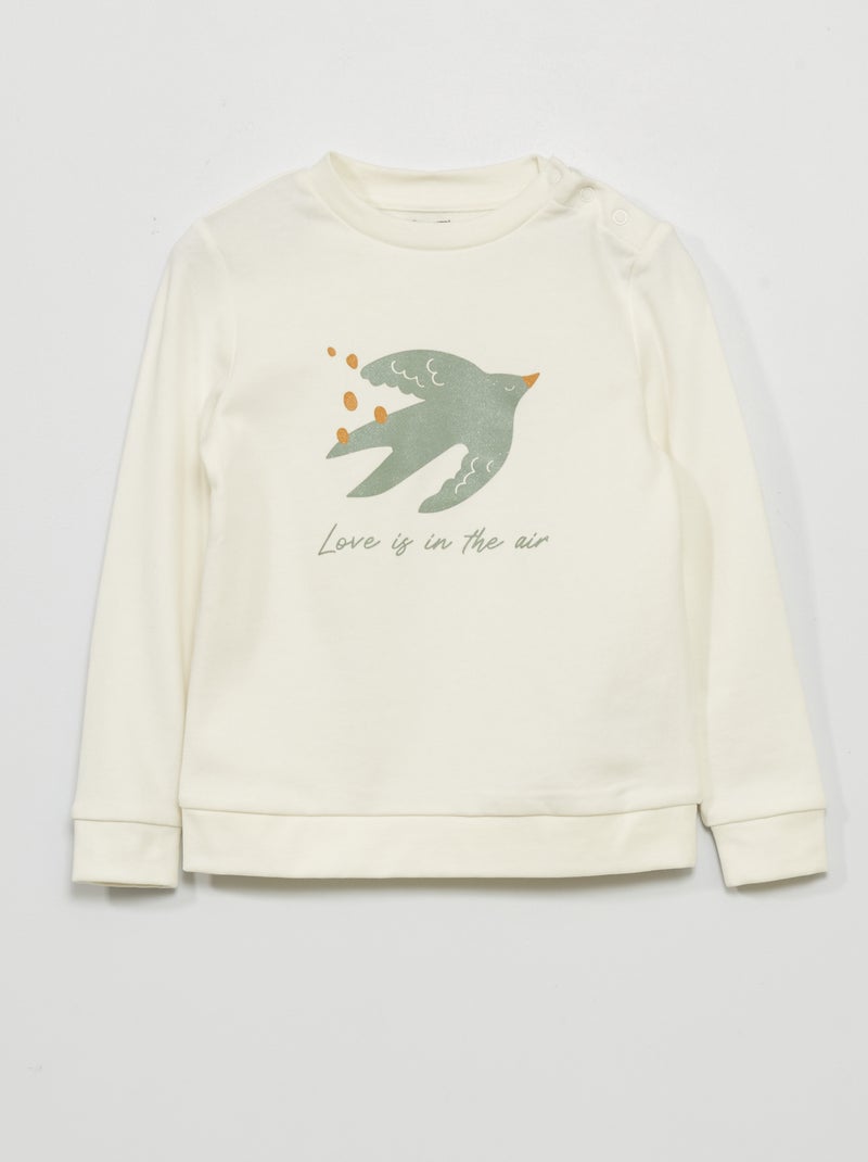 Sweat en molleton avec imprimé Blanc - Kiabi