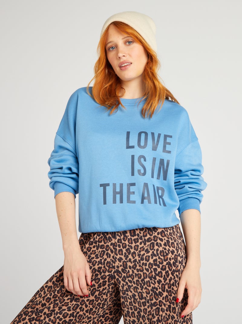 Sweat en molleton avec imprimé Bleu ciel - Kiabi