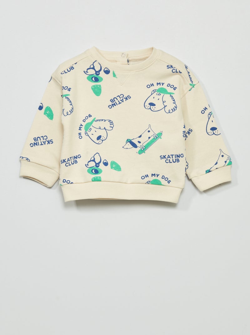 Sweat en molleton avec imprimé Ecru - Kiabi
