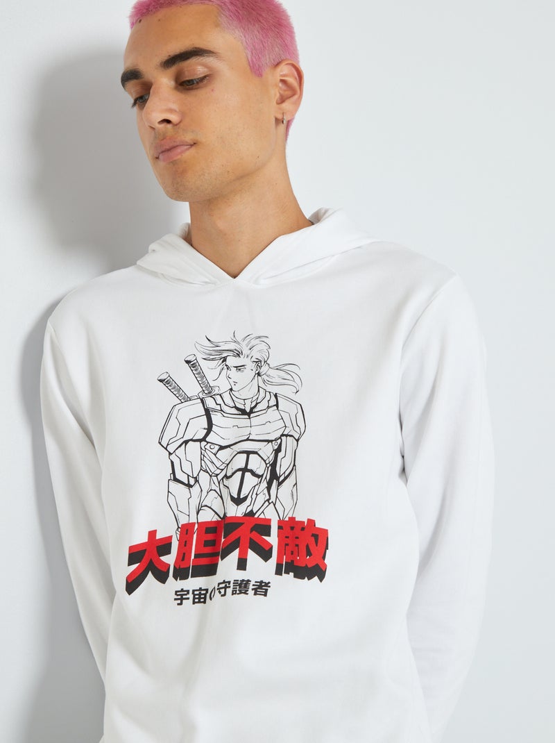 Sweat en molleton avec imprimé fantaisie Blanc 'manga' - Kiabi