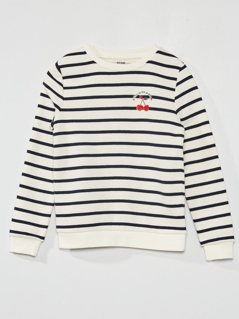 Sweat en molleton avec imprimé fantaisie Blanc - Kiabi