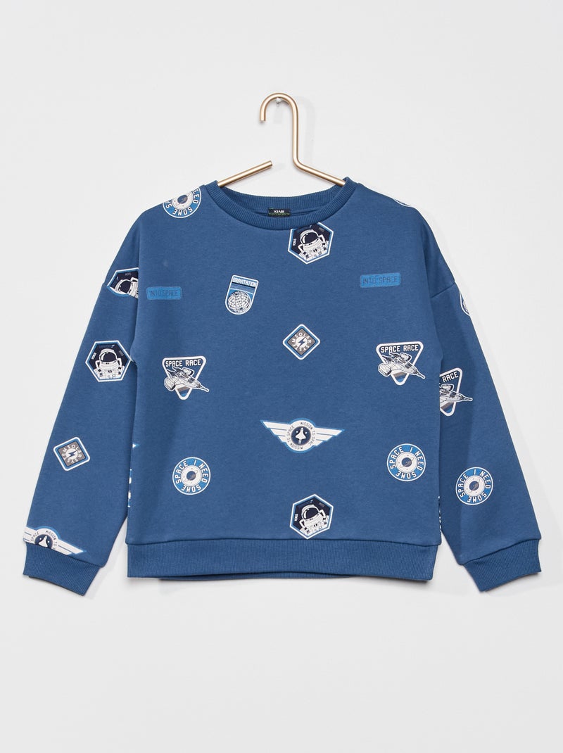 Sweat en molleton avec imprimé fantaisie Bleu 'espace' - Kiabi
