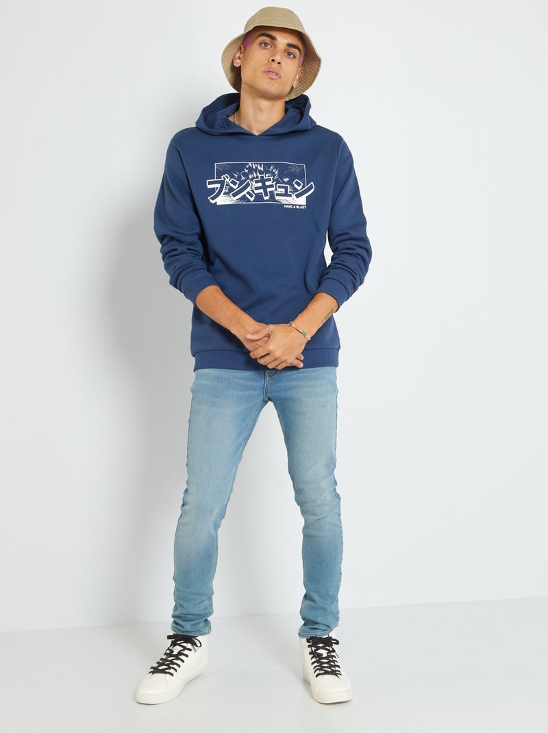 Sweat en molleton avec imprimé fantaisie Bleu 'manga' - Kiabi