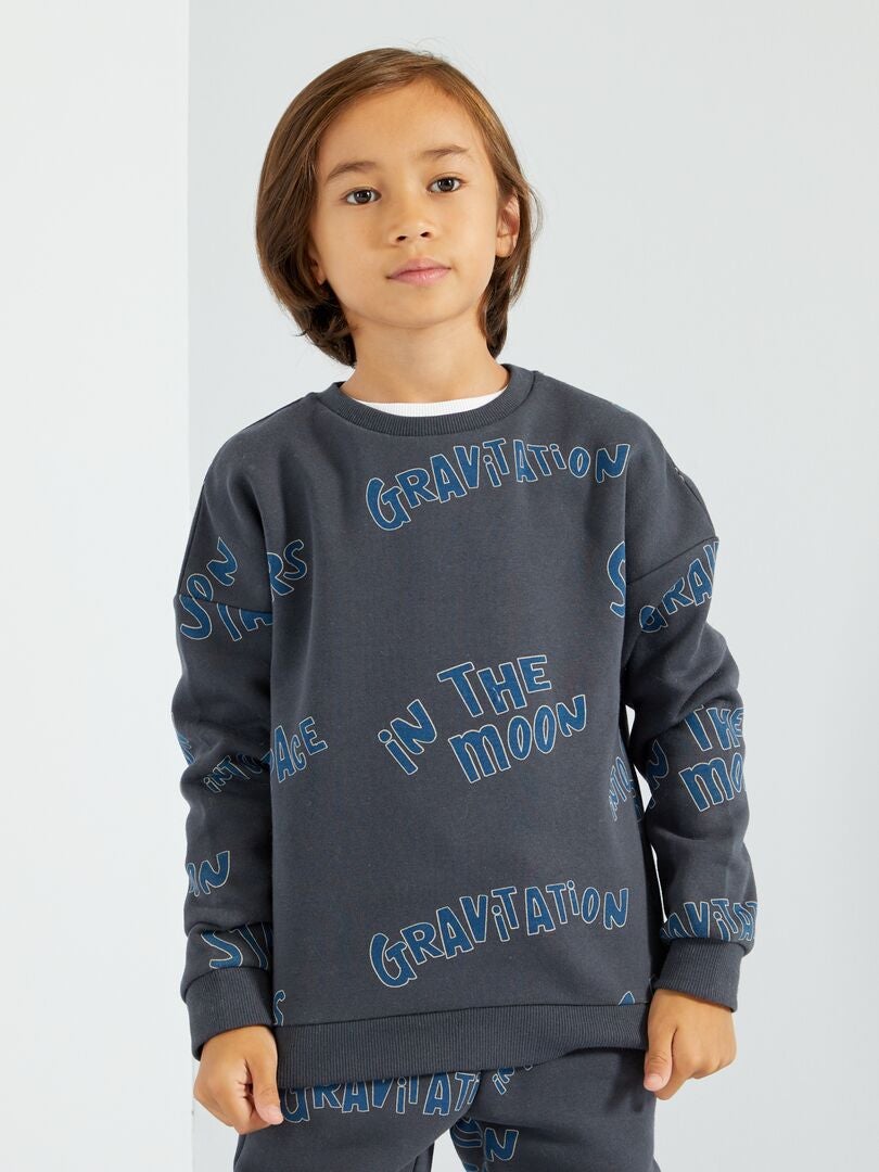 Sweat en molleton avec imprimé fantaisie GRIS - Kiabi