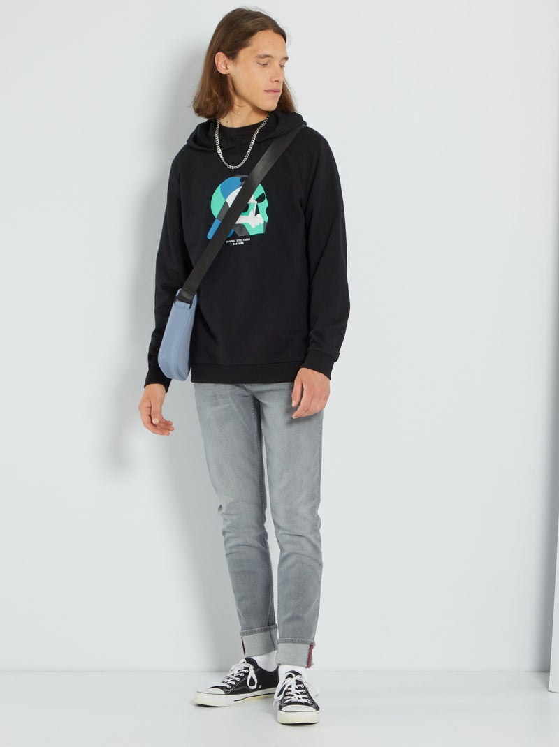 Sweat en molleton avec imprimé fantaisie Noir 'crâne' - Kiabi