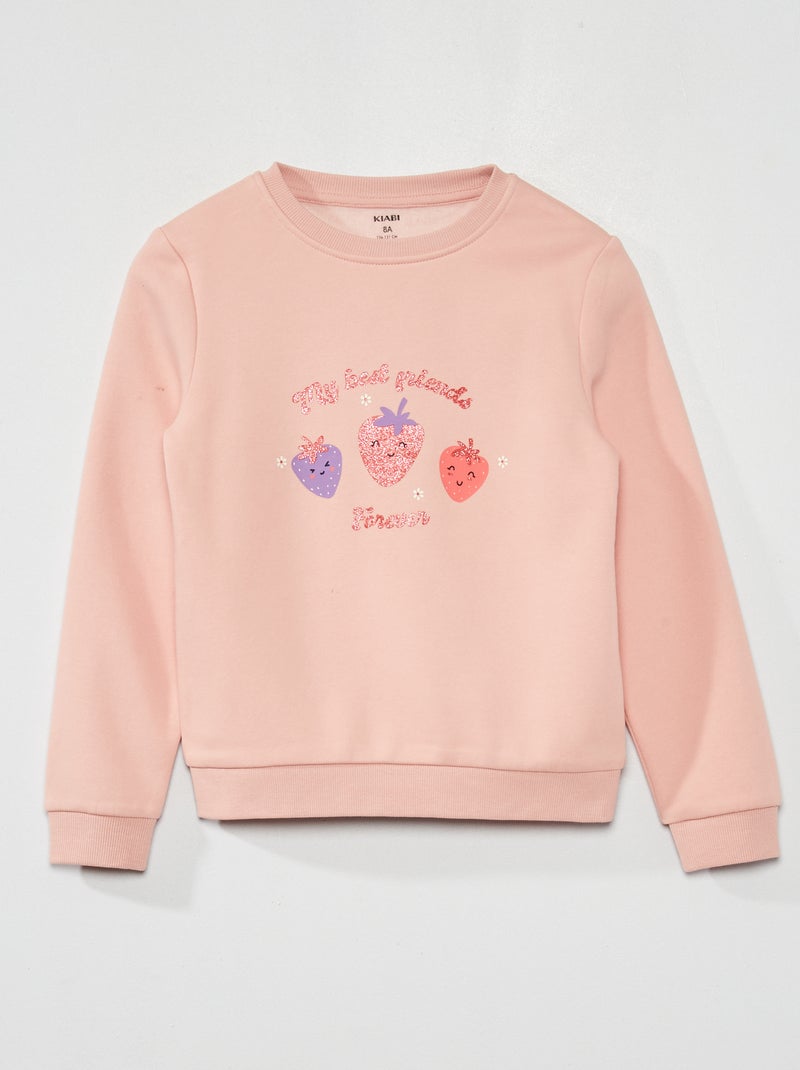 Sweat en molleton avec imprimé fantaisie Rose - Kiabi