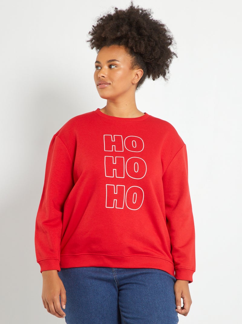Sweat en molleton avec imprimé fantaisie Rouge - Kiabi