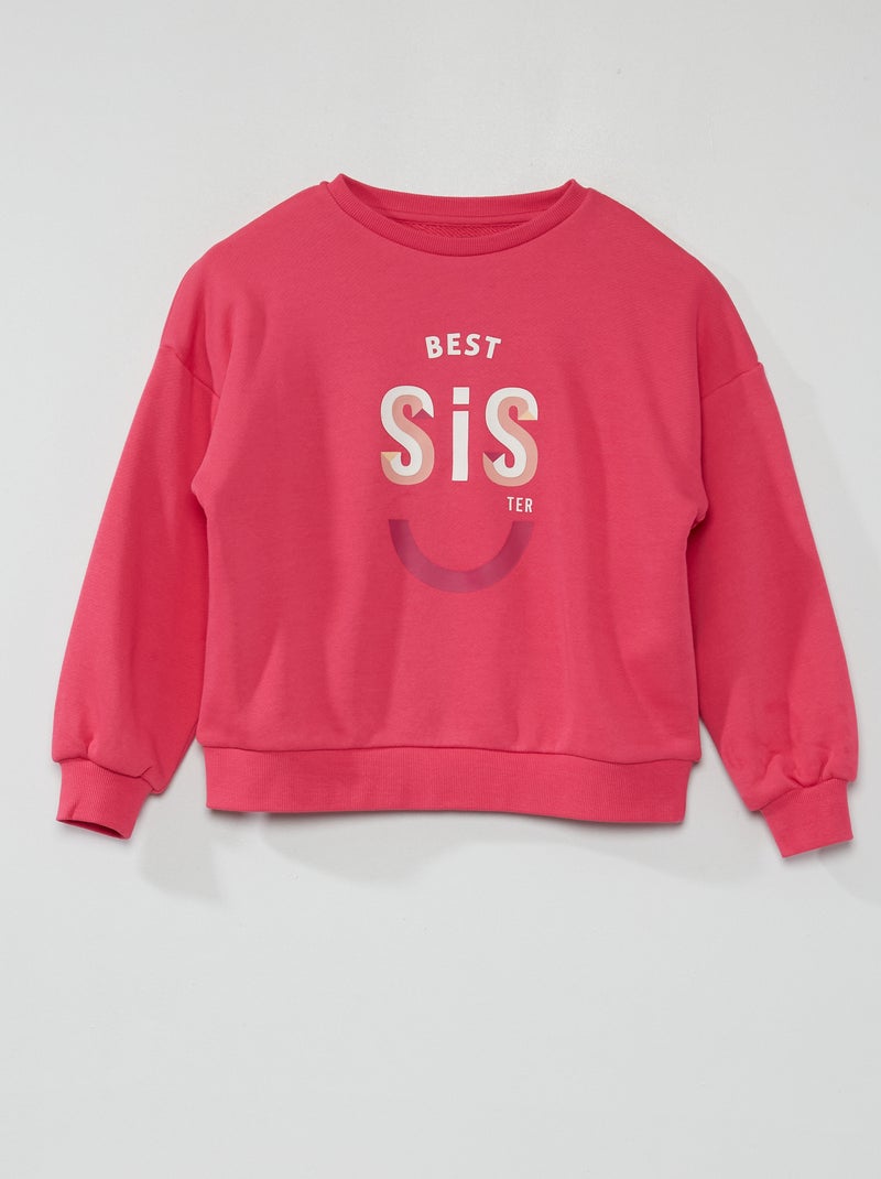 Sweat en molleton avec imprimé Fuchsia - Kiabi