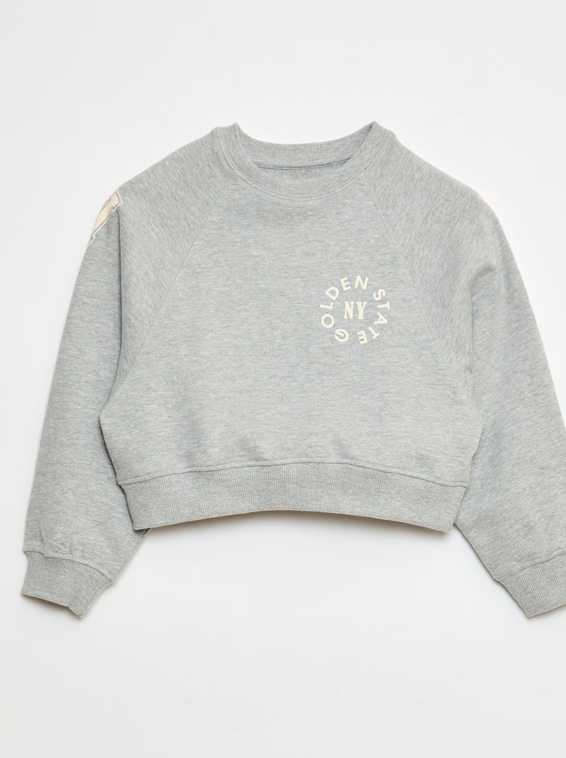 Sweat en molleton avec imprimé Gris - Kiabi