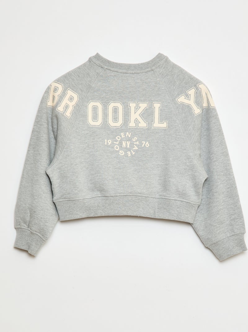 Sweat en molleton avec imprimé Gris - Kiabi