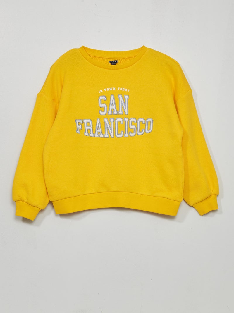 Sweat en molleton avec imprimé Jaune - Kiabi