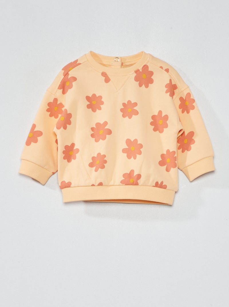 Sweat en molleton avec imprimé Orange - Kiabi