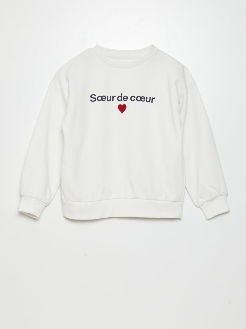Sweat en molleton avec imprimé peluche Blanc - Kiabi