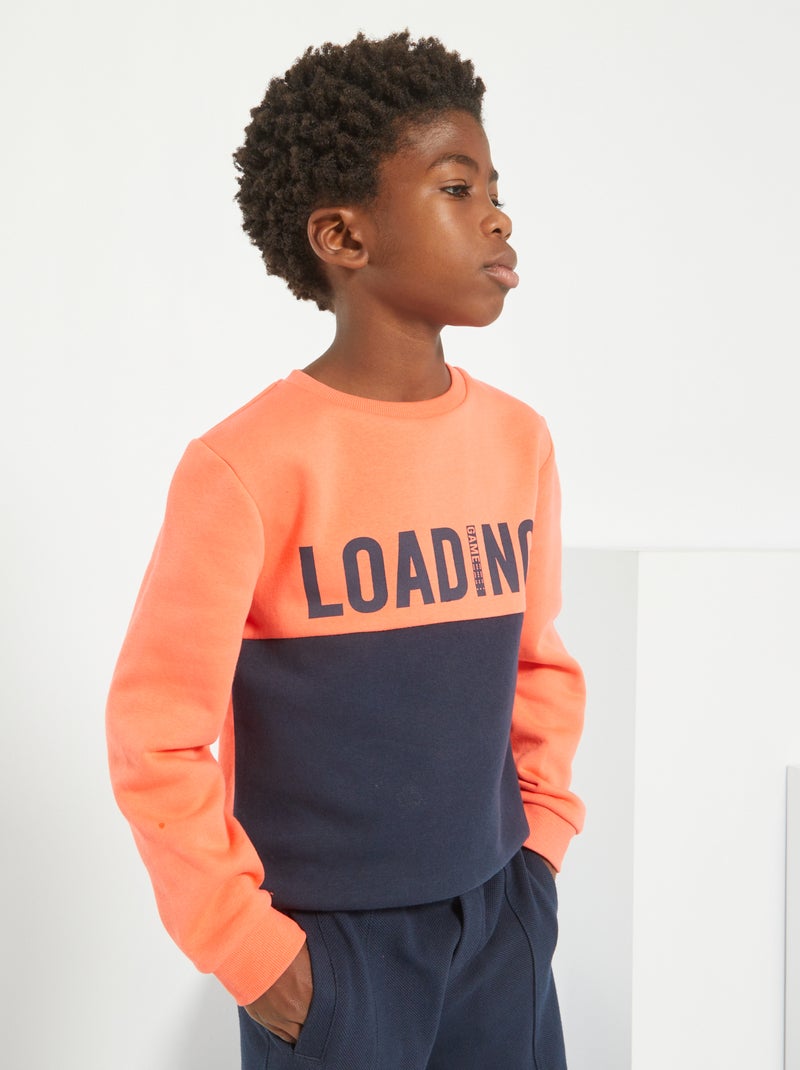 Sweat en molleton avec imprimé Rouge corail - Kiabi