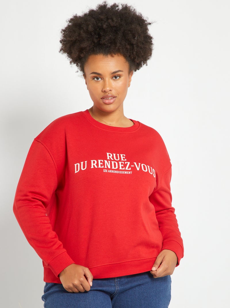 Sweat en molleton avec imprimé Rouge - Kiabi