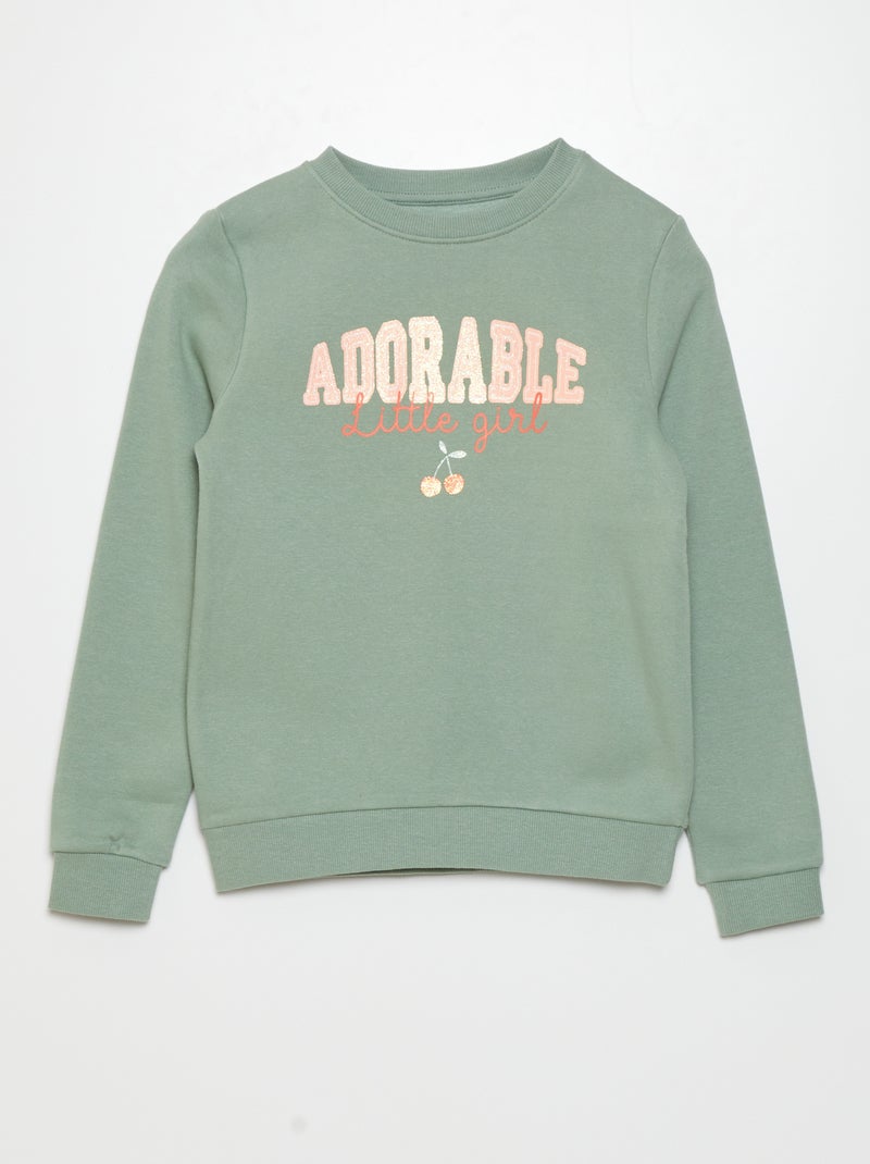 Sweat en molleton avec imprimé Vert - Kiabi