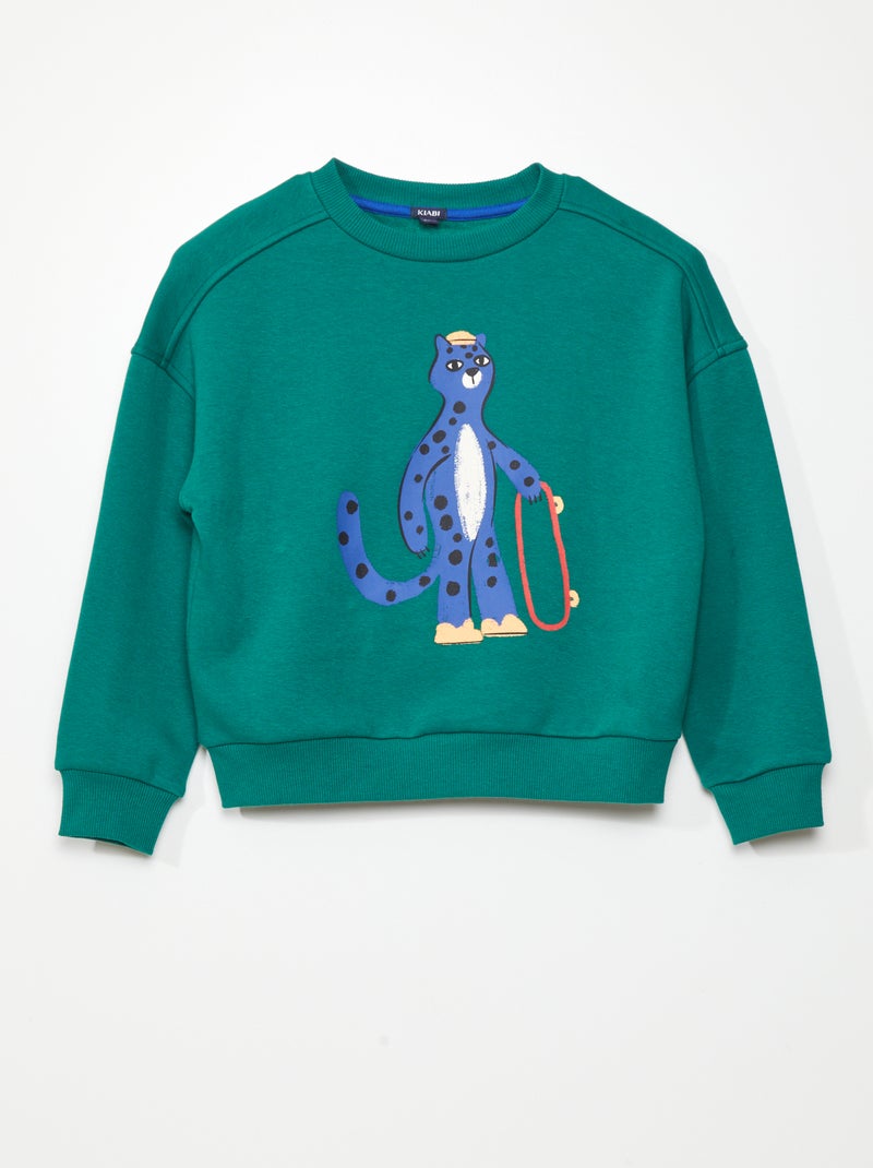 Sweat en molleton avec imprimé Vert - Kiabi