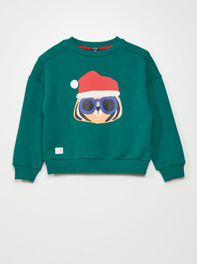 Sweat en molleton avec imprimé Vert - Kiabi