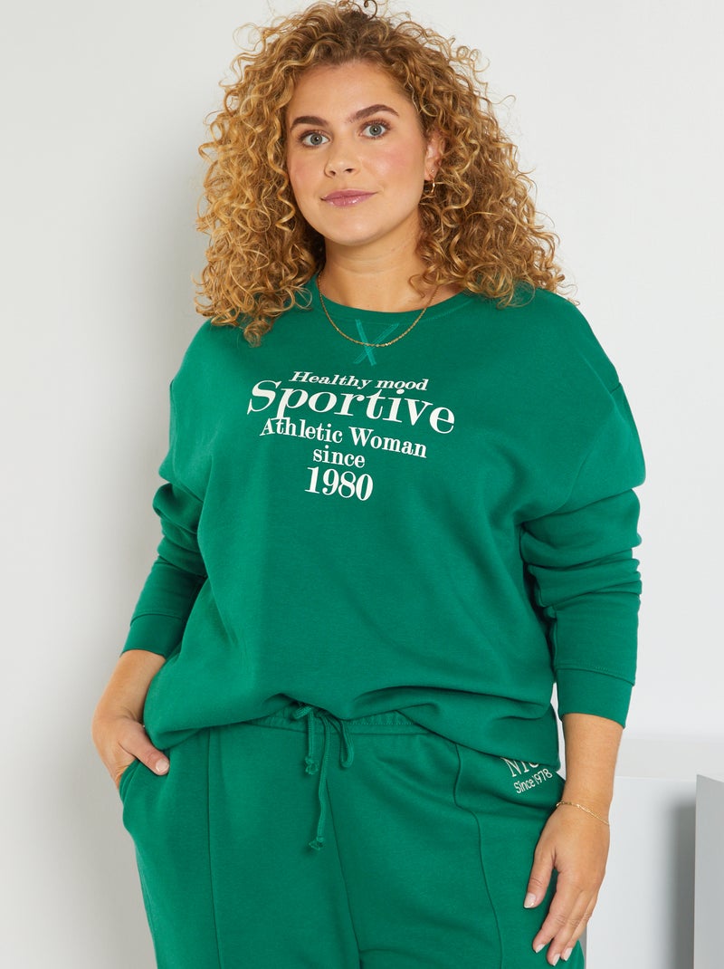 Sweat en molleton avec imprimé Vert sapin - Kiabi