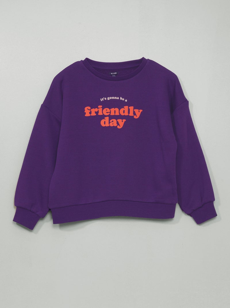 Sweat en molleton avec imprimé Violet - Kiabi