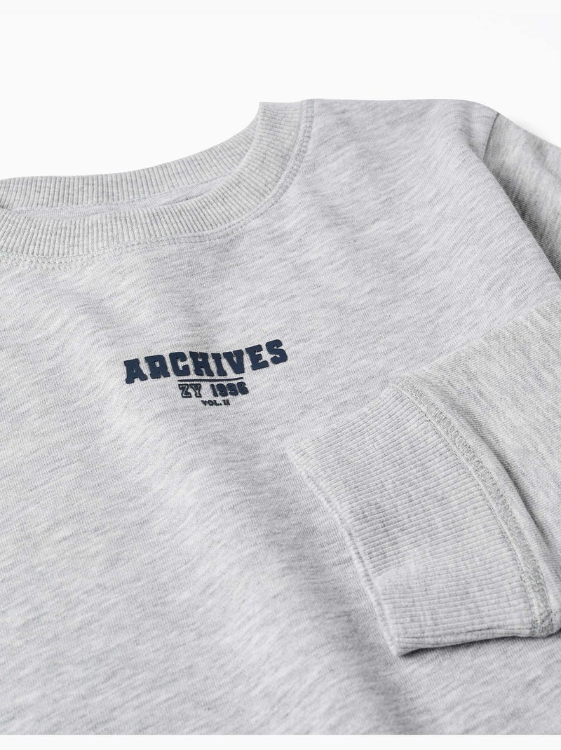 Sweat en molleton avec imprimé zy en relief Gris clair - Kiabi