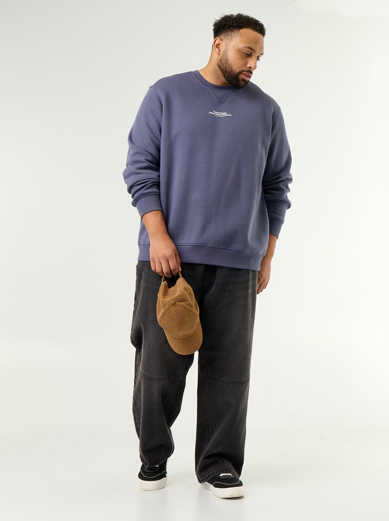 Sweat en molleton avec inscription Bleu - Kiabi