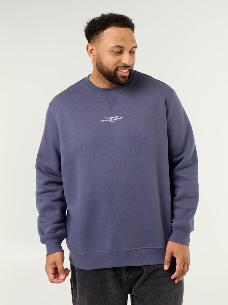 Sweat en molleton avec inscription Bleu - Kiabi