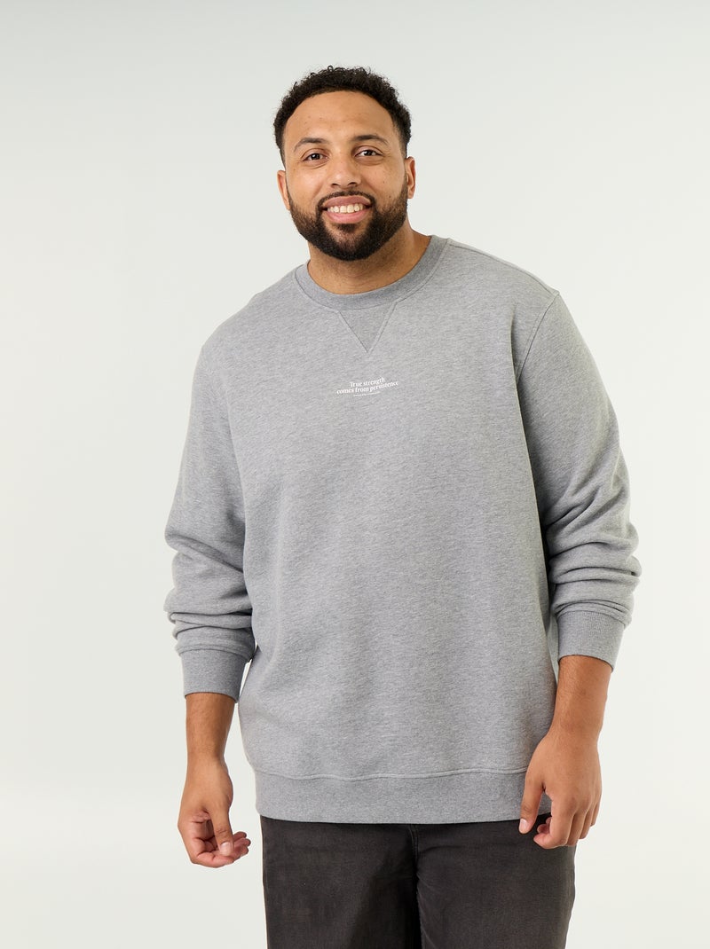 Sweat en molleton avec inscription Gris - Kiabi