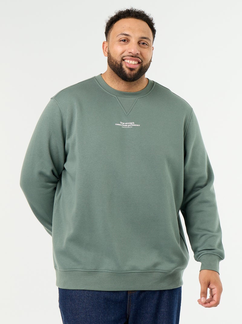 Sweat en molleton avec inscription Vert - Kiabi