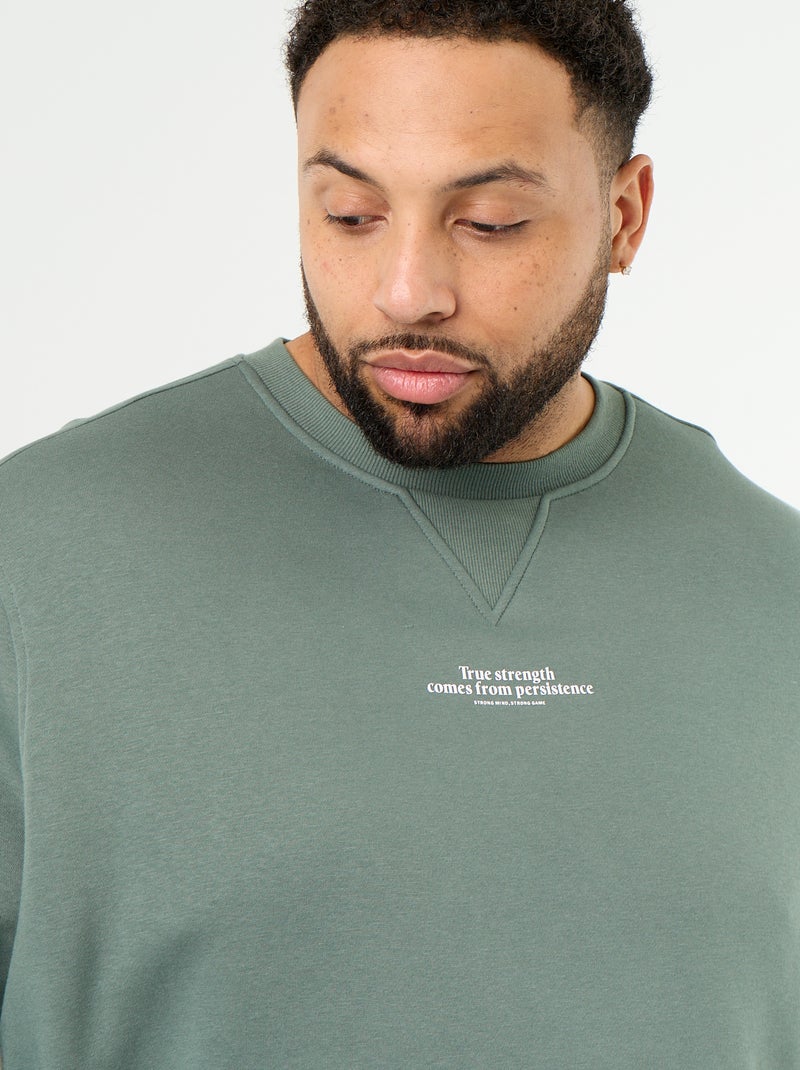 Sweat en molleton avec inscription Vert - Kiabi