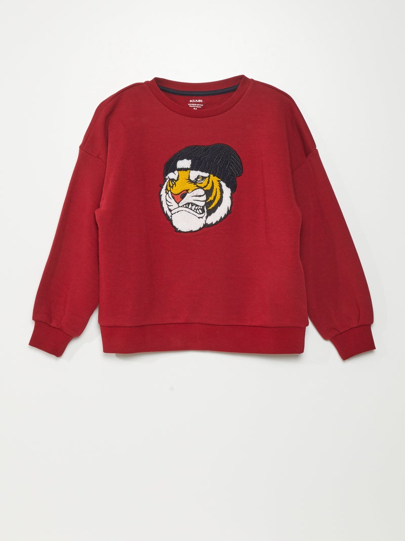 Sweat en molleton avec maille bouclette Rouge bordeaux - Kiabi