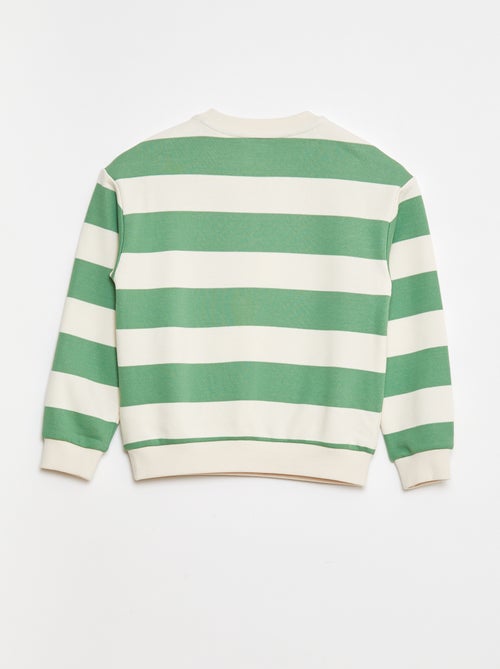 Sweat en molleton avec manches contrastées - Kiabi