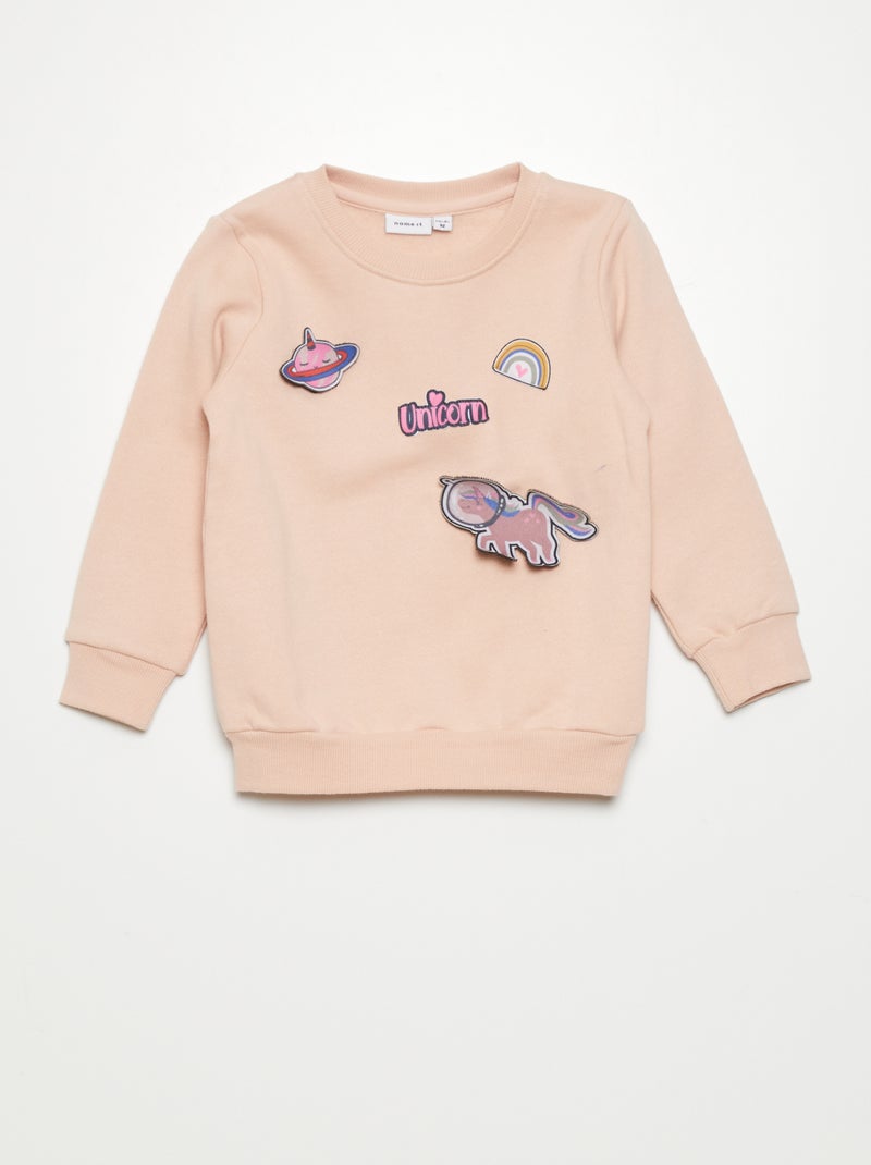 Sweat en molleton avec patchs amovibles Rose - Kiabi