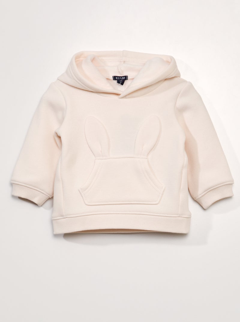 Sweat en molleton avec poche fantaisie - Toujours + de chaleur Rose clair - Kiabi