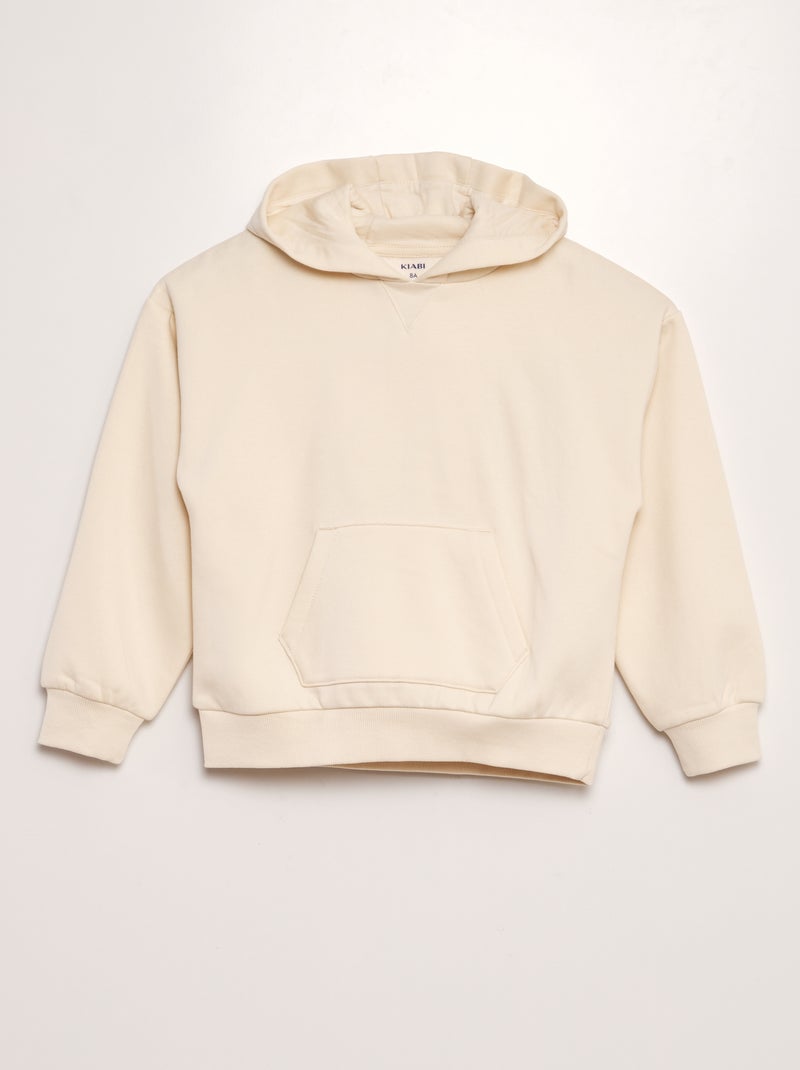 Sweat en molleton avec poche kangourou Beige - Kiabi