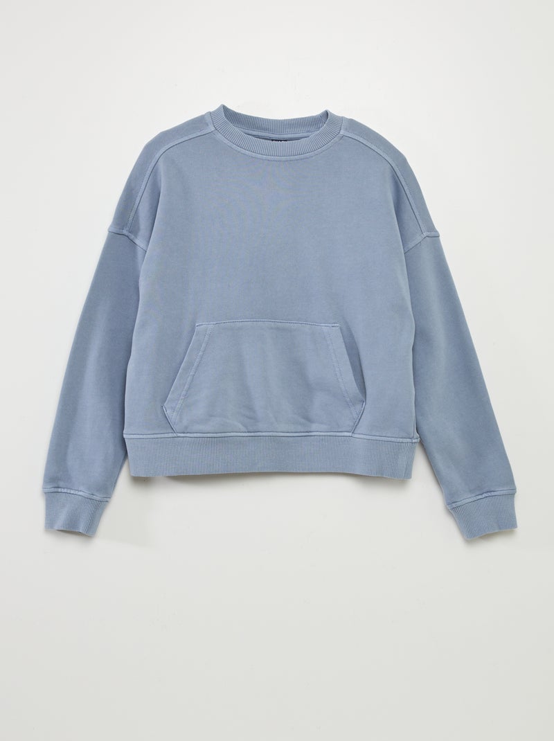 Sweat en molleton avec poche kangourou Bleu - Kiabi
