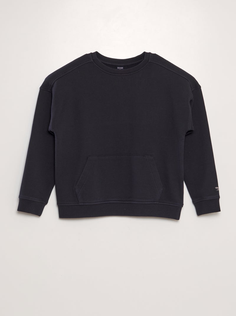 Sweat en molleton avec poche kangouru Noir - Kiabi