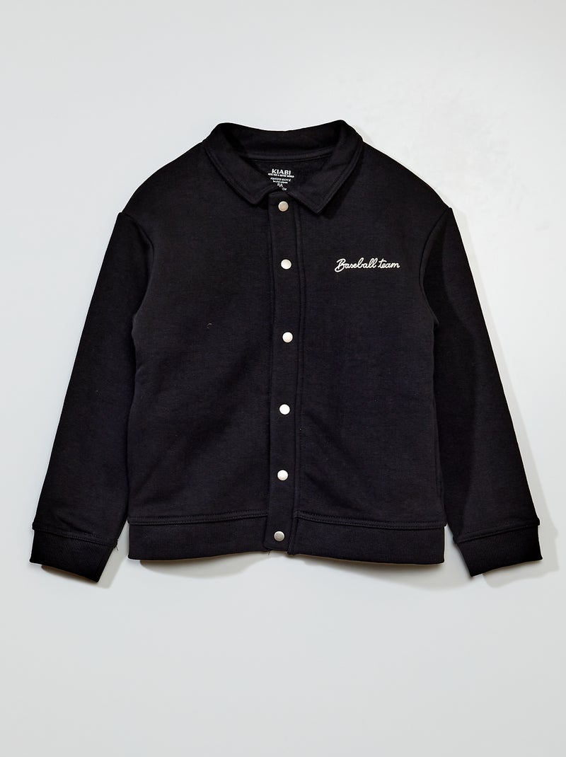 Sweat en molleton avec pressions Noir - Kiabi