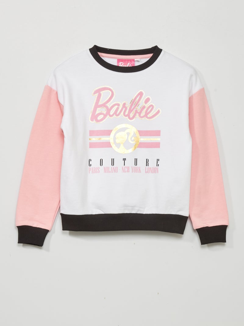 Sweat en molleton 'Barbie' blanc/rose - Kiabi