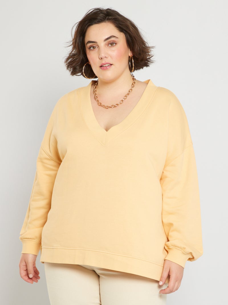 Sweat en molleton beige - Kiabi