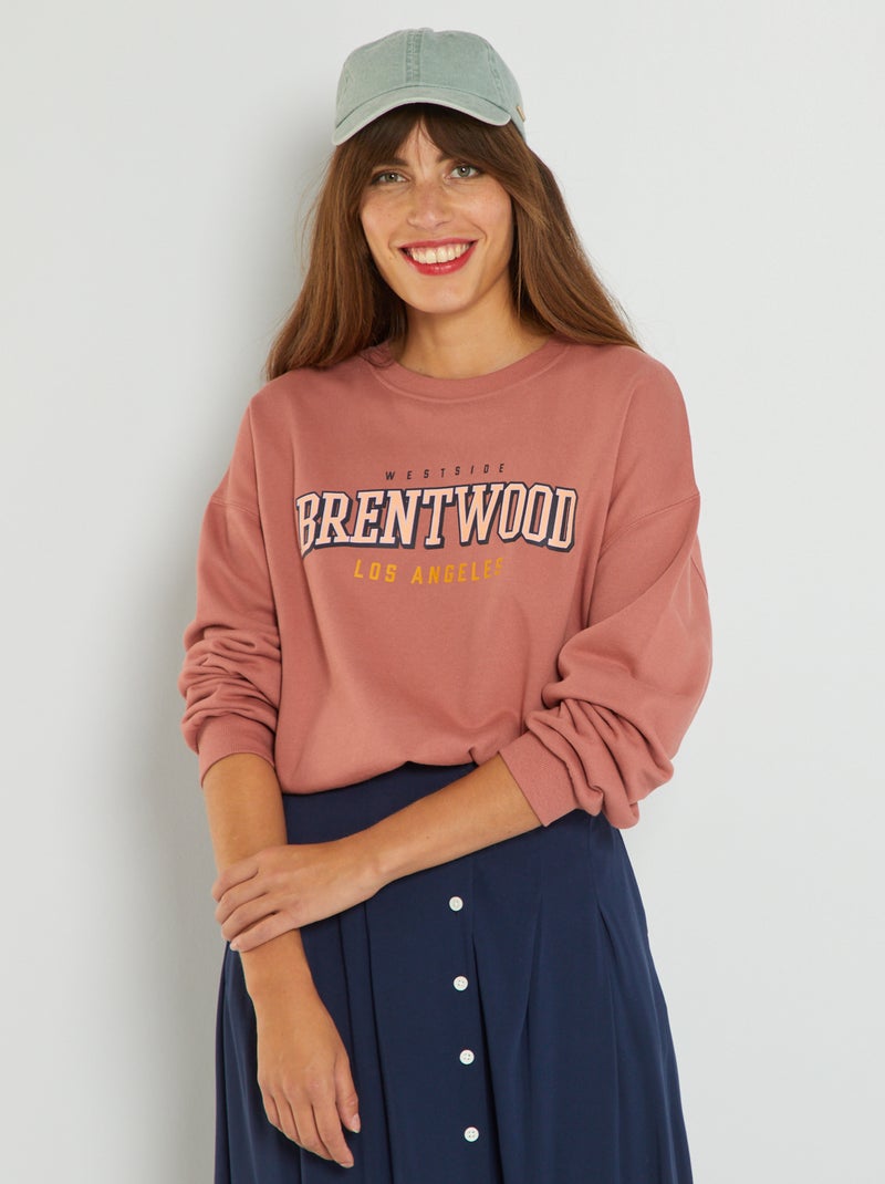 Sweat en molleton 'Brentwood' 'Los Angeles' Rose - Kiabi