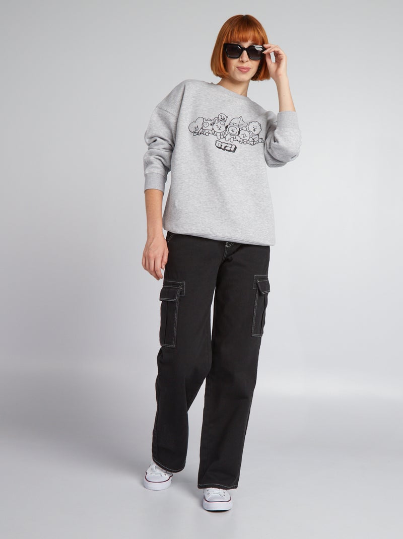 Sweat en molleton 'BT21' Gris - Kiabi